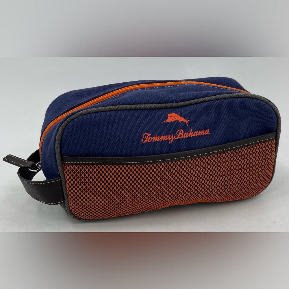Tommy Bahama Men’s Toiletries Travel Bag Orange & Blue (Gators) Fabric 10 X 4.5”